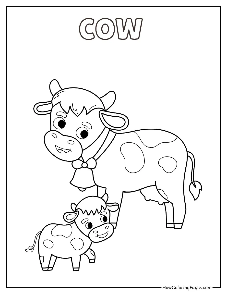 🐄 Farm Animal Coloring Pages – Free PDF Printables for All Ages 10 Farm animal coloring page cow with calf