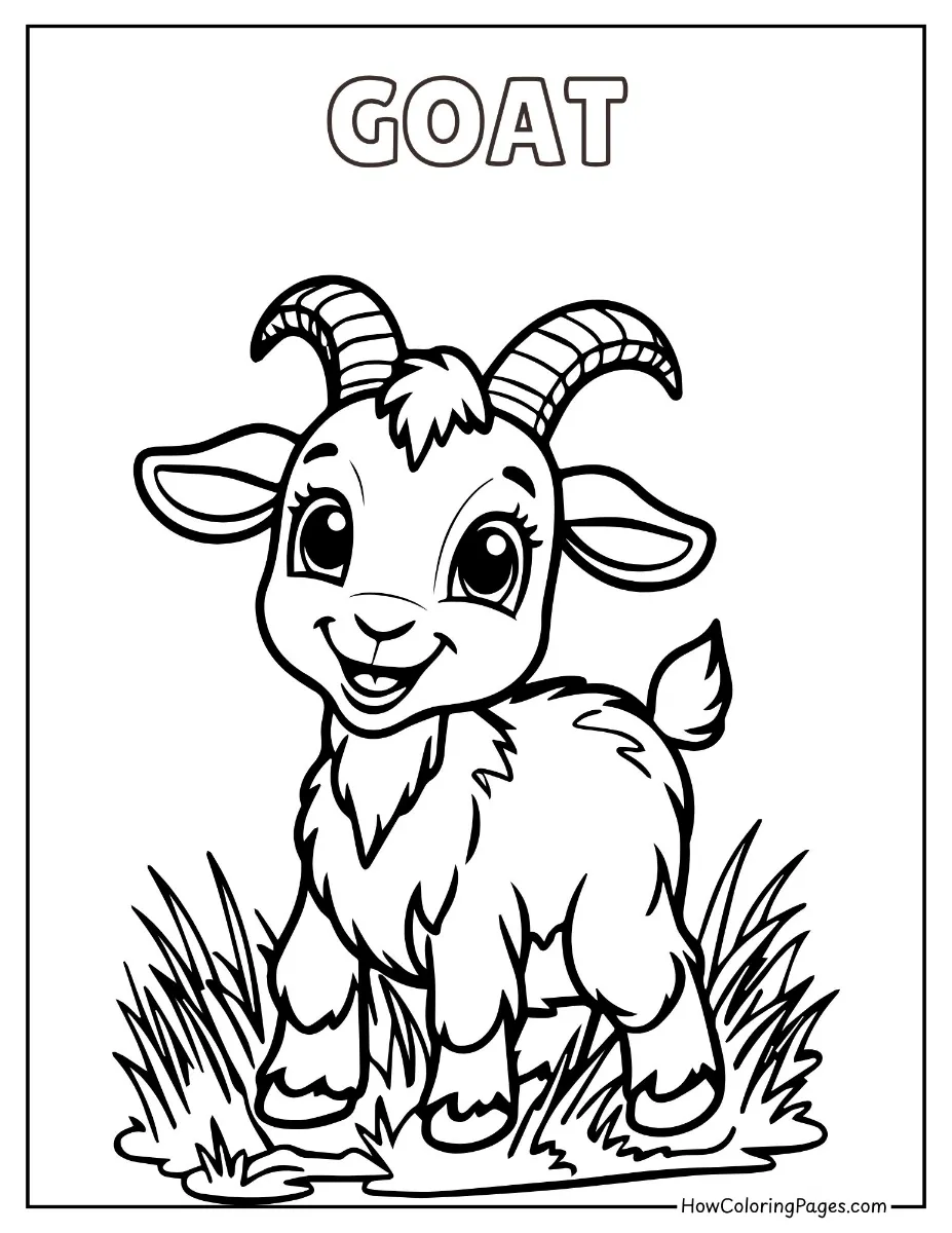 🐄 Farm Animal Coloring Pages – Free PDF Printables for All Ages 5 Farm animal coloring page goat