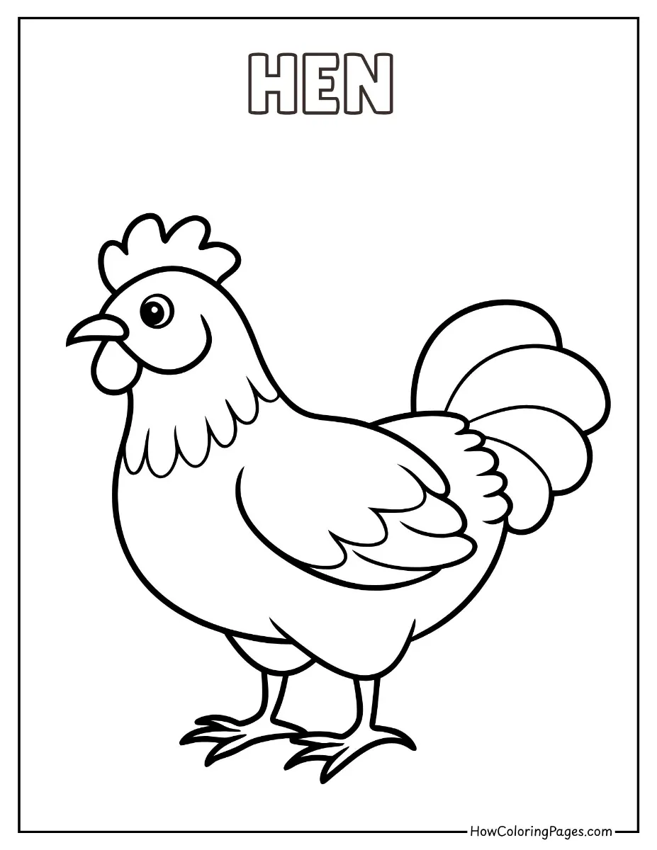 🐄 Farm Animal Coloring Pages – Free PDF Printables for All Ages 11 Farm animal coloring page hen