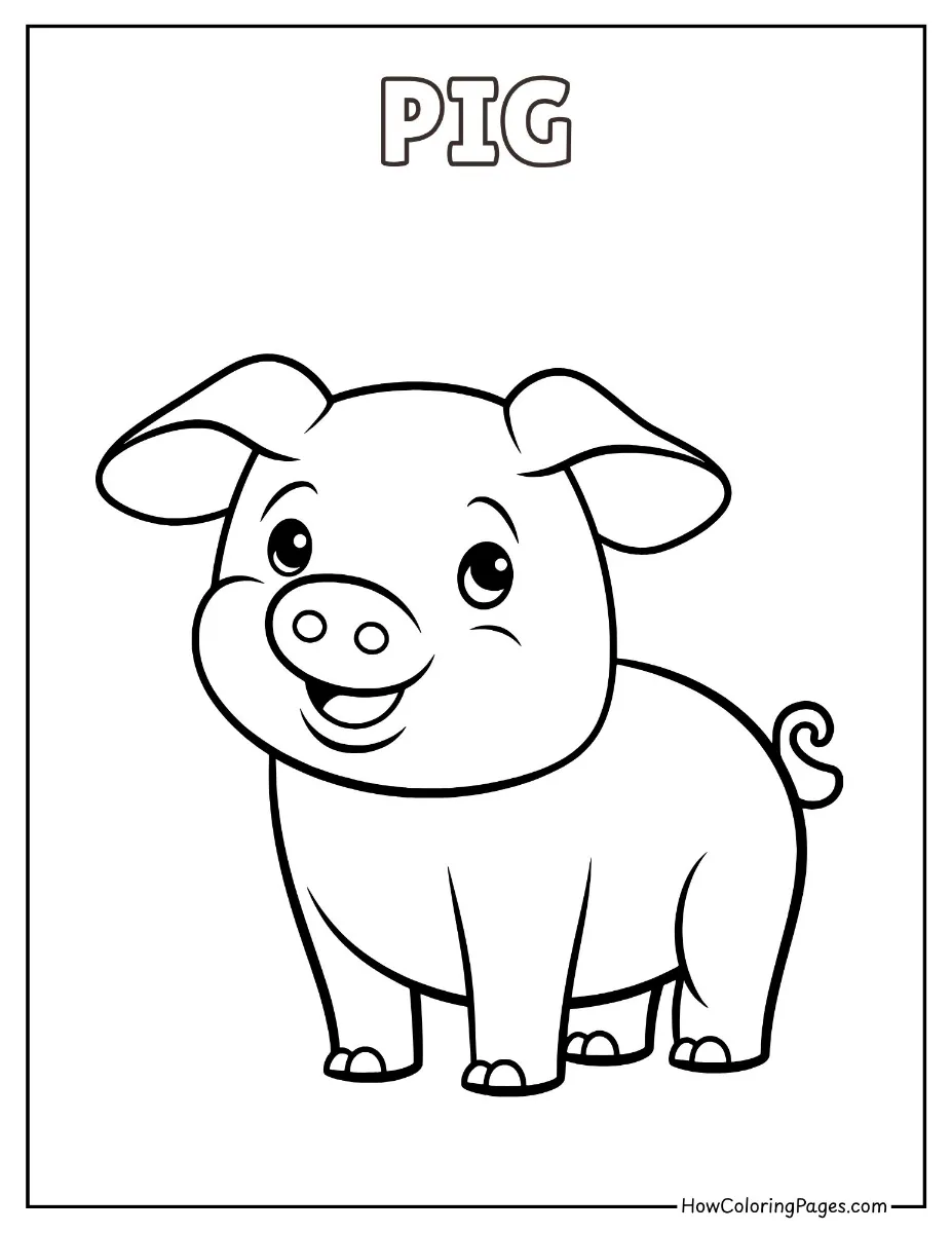 🐄 Farm Animal Coloring Pages – Free PDF Printables for All Ages 3 Farm animal coloring page pig