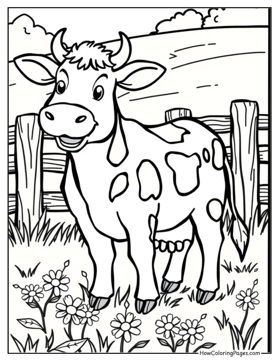 🐄 Farm Animal Coloring Pages – Free PDF Printables for All Ages 2 farm animal coloring pages-friendly cow-printable