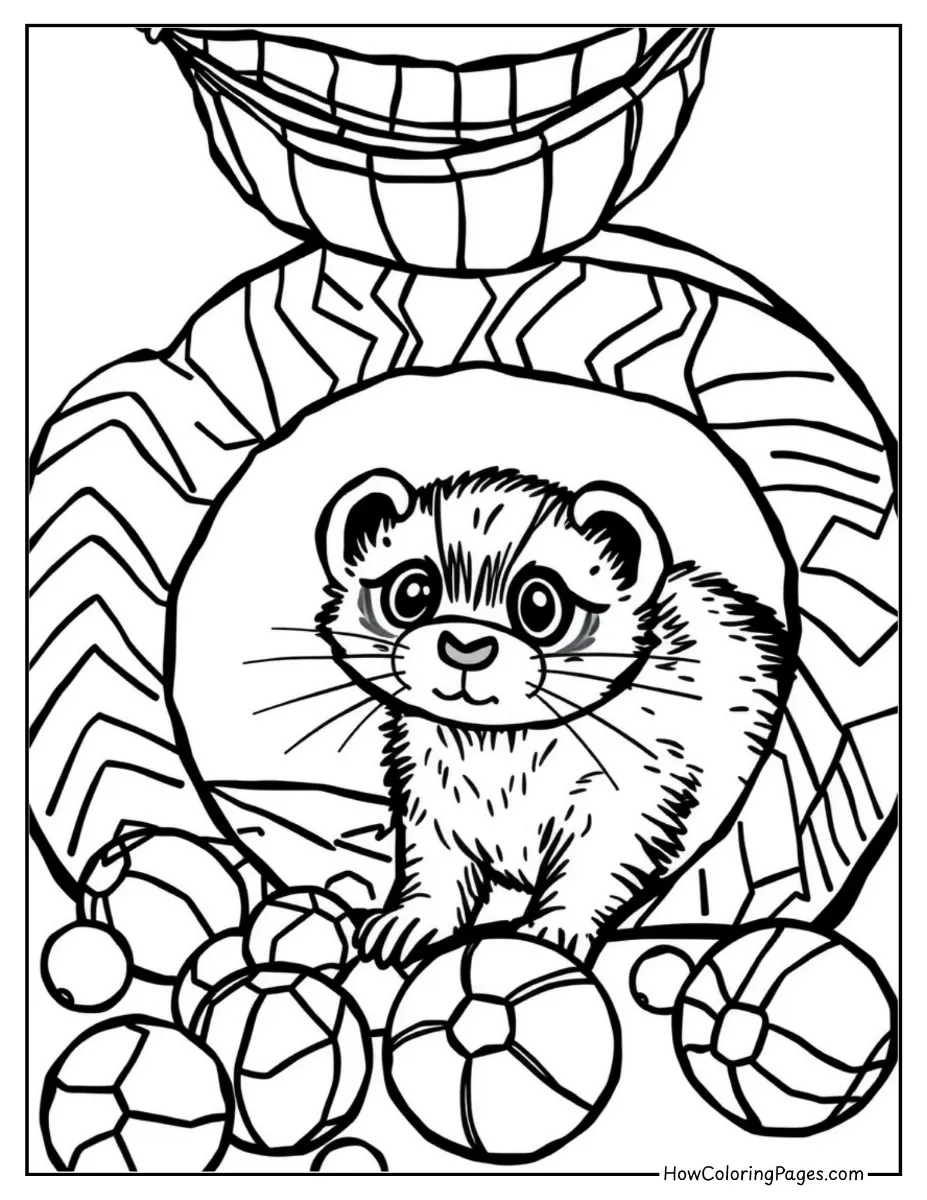 🐾 Pet Animal Coloring Pages – Free PDF Printables for All Ages 18 Outline drawing of a ferret for easy coloring.