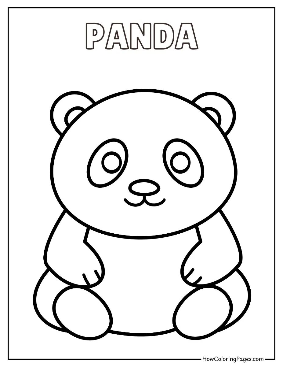 🦁 Zoo Animal Coloring Pages – Free PDF Printables for All Ages 17 Adorable panda sitting – easy zoo animal coloring sheet