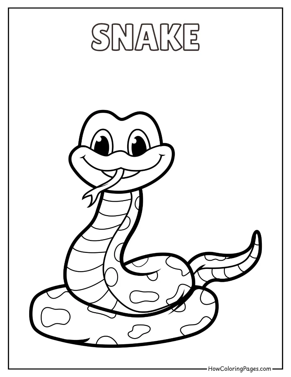 🦁 Zoo Animal Coloring Pages – Free PDF Printables for All Ages 13 Simple snake coiled on ground – zoo coloring page