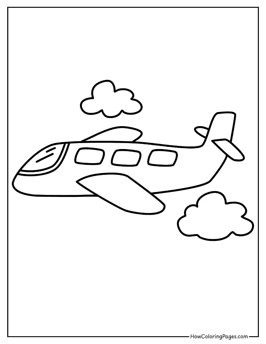 ✈️ Airplanes Coloring Pages for Kids – Fun & Free PDF Printables 6 Easy-to-color airplane for kids – simple airplanes coloring page for preschoolers.
