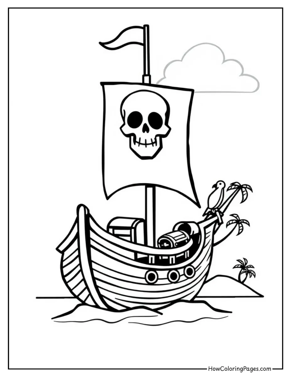⛵ Boats Coloring Pages for Kids – Free PDF Printables for Water-Lovers 16 Detailed pirate ship coloring page for kids