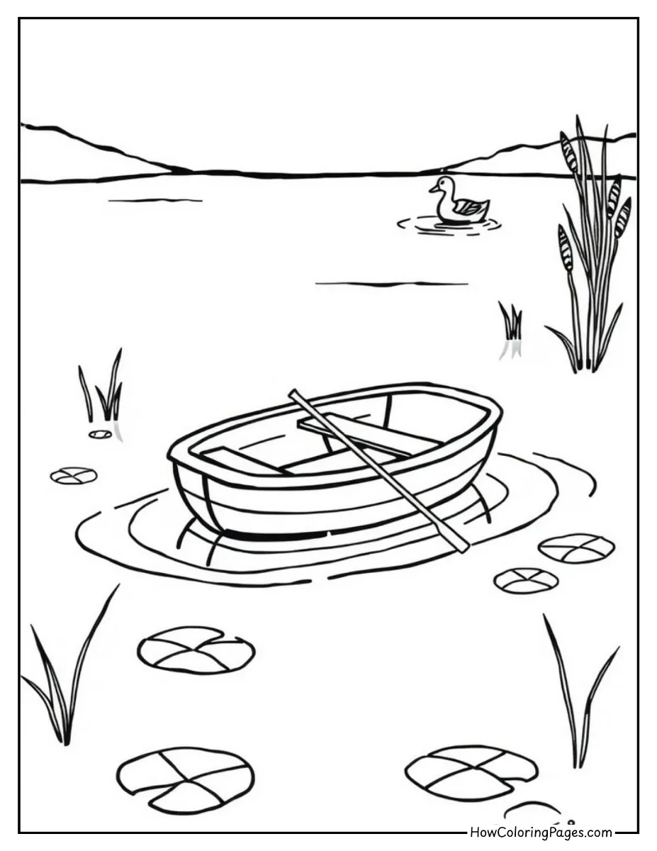 ⛵ Boats Coloring Pages for Kids – Free PDF Printables for Water-Lovers 9 Rowboat coloring page for young artists
