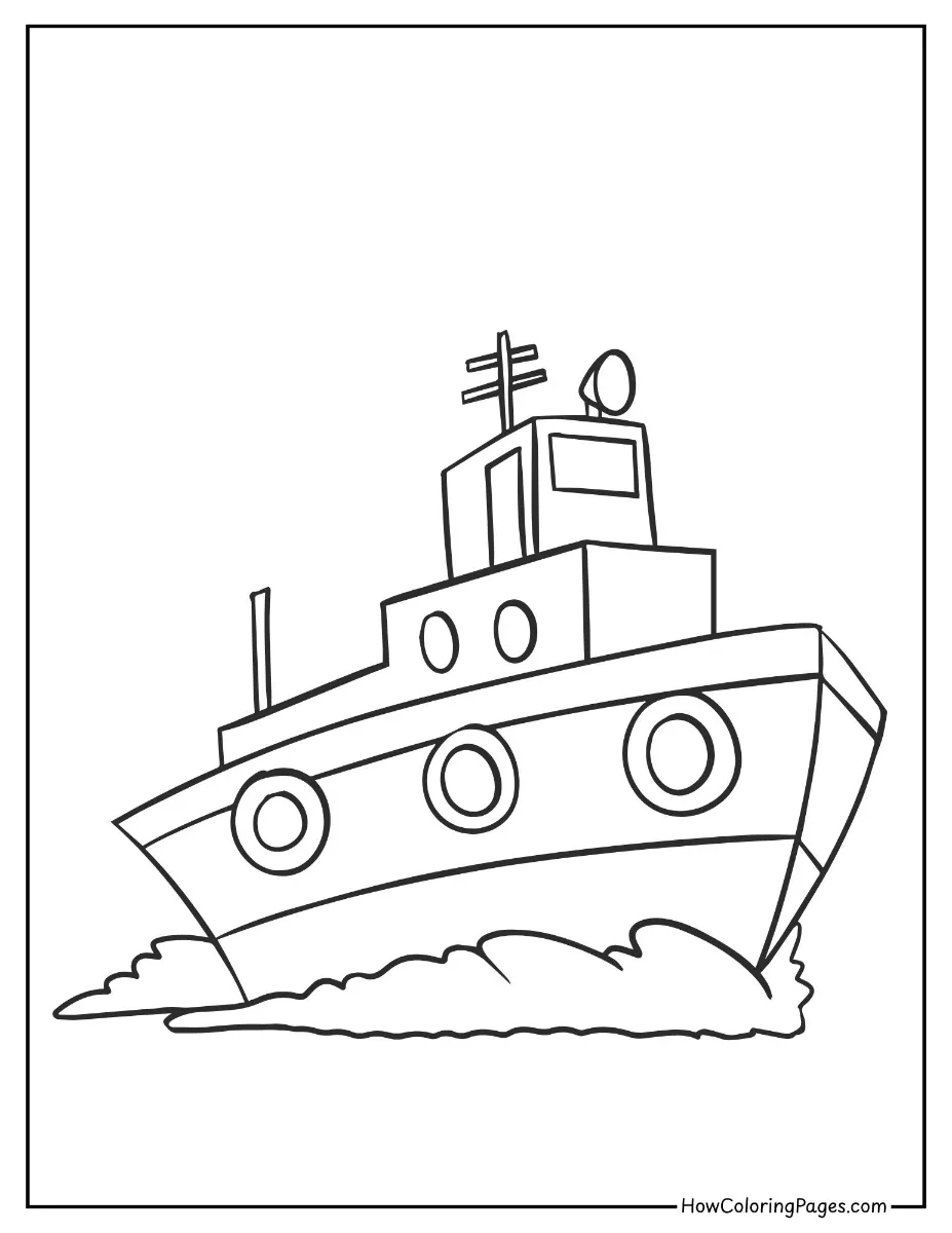 ⛵ Boats Coloring Pages for Kids – Free PDF Printables for Water-Lovers 13 Simple cruise ship coloring page with ocean waves