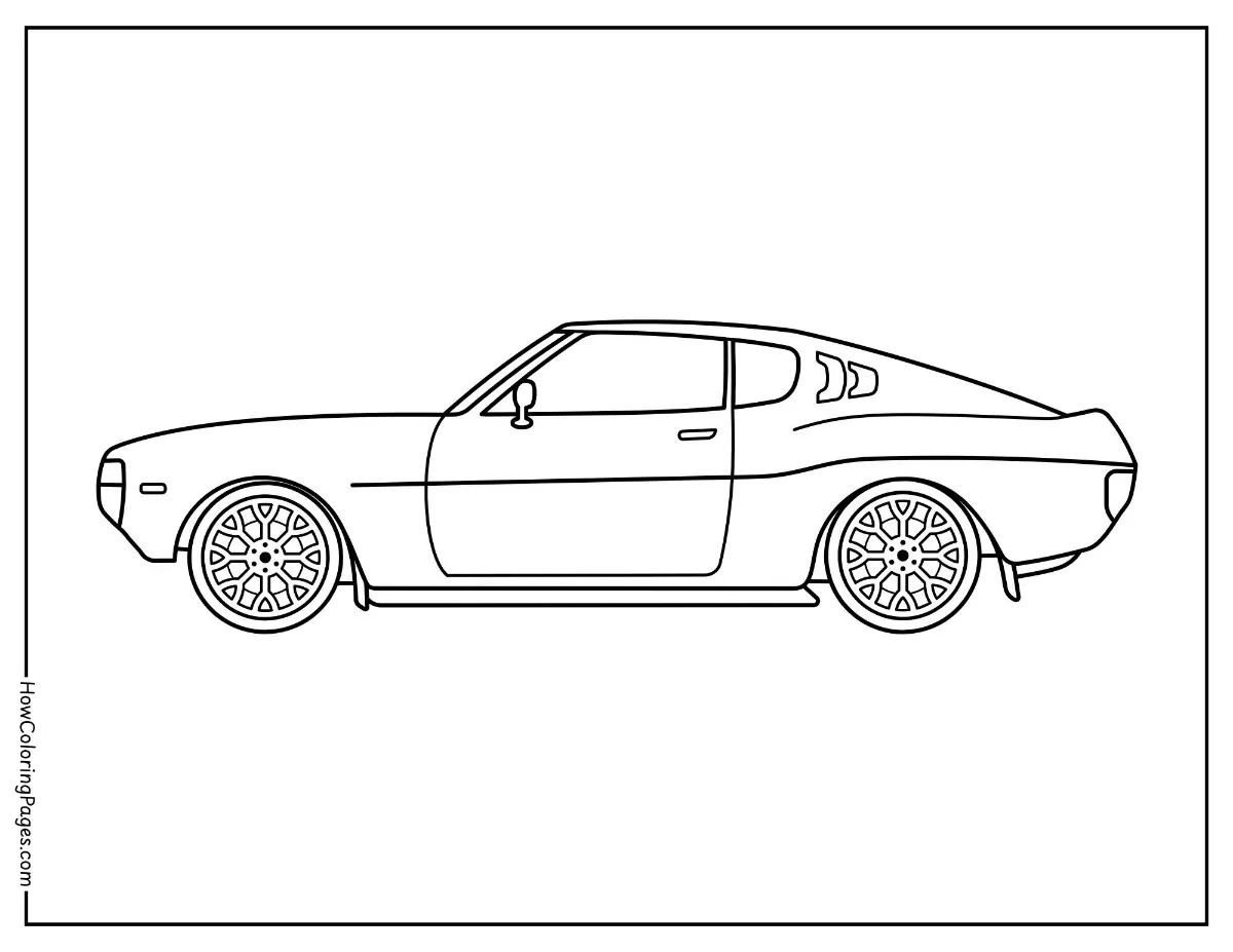 π Cars Coloring Pages for Kids β Free Printable Fun on Wheels 2 Modern car from above with simple outlines β printable car coloring page.