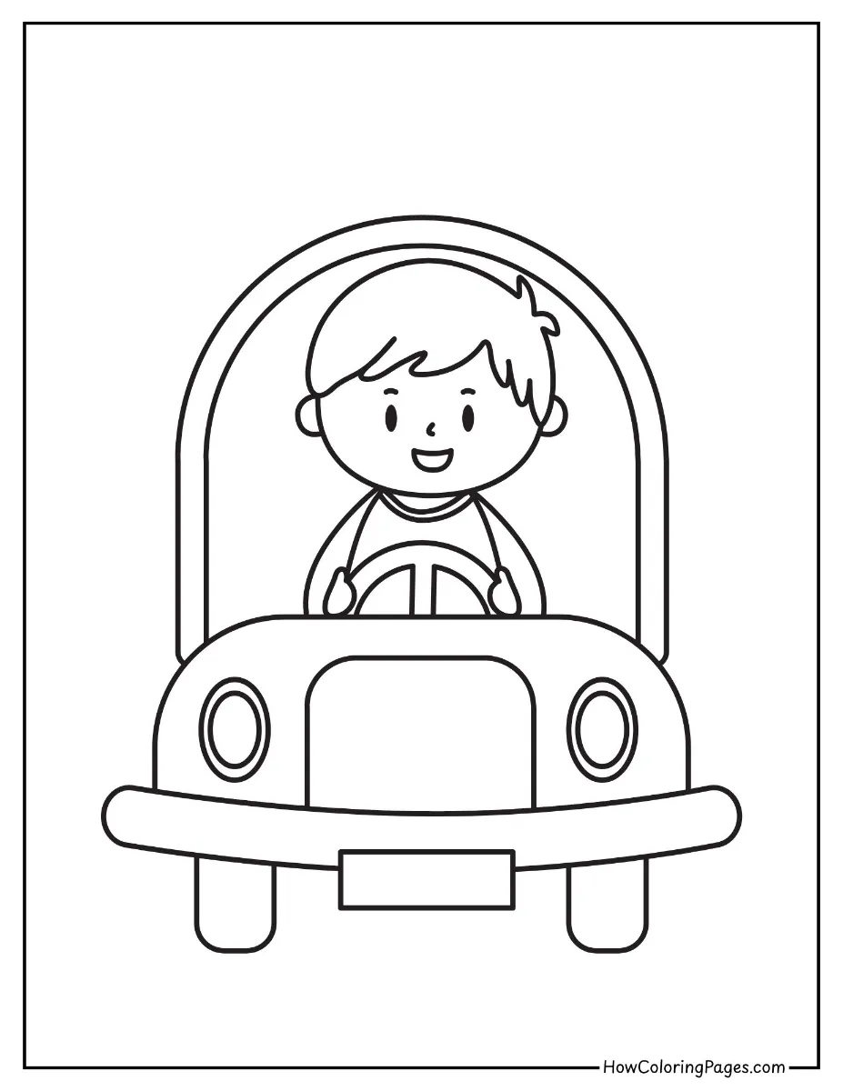 π Cars Coloring Pages for Kids β Free Printable Fun on Wheels 8 Simple kidβs car design β perfect car coloring page for toddlers.