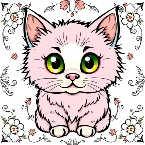 cute cat coloring pages for kids and adults