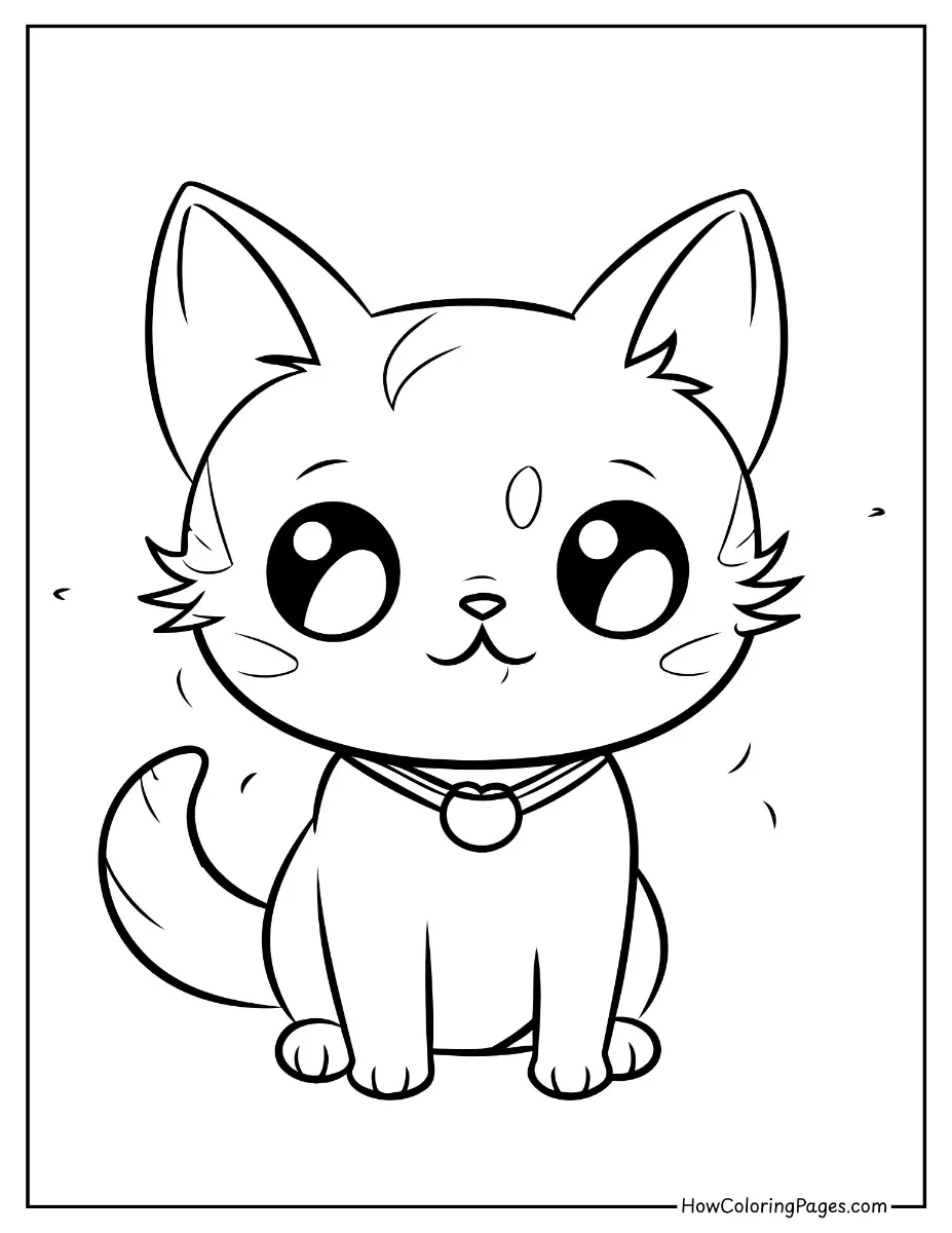 π± Cats Coloring Pages for Kids β Free & Fun Printable Sheets! 14 Cute cartoon-style cat coloring page.