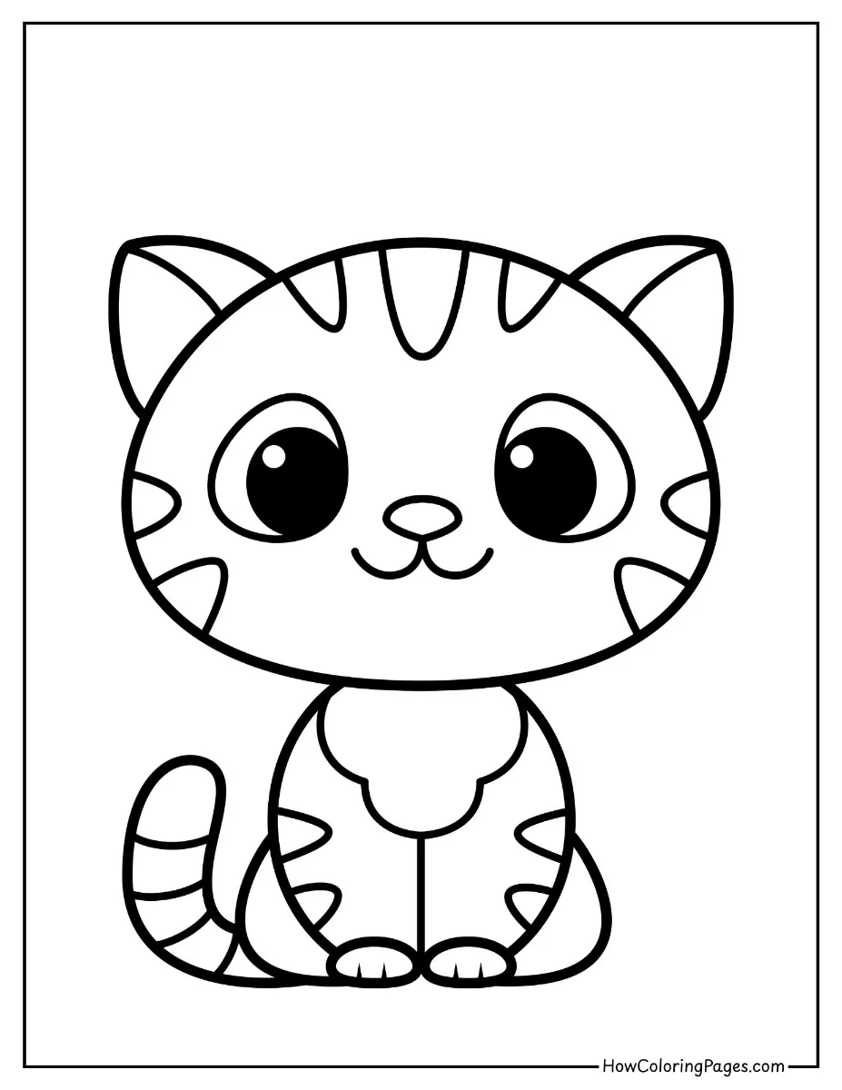 π± Cats Coloring Pages for Kids β Free & Fun Printable Sheets! 16 Simple outline of a cat for easy coloring.