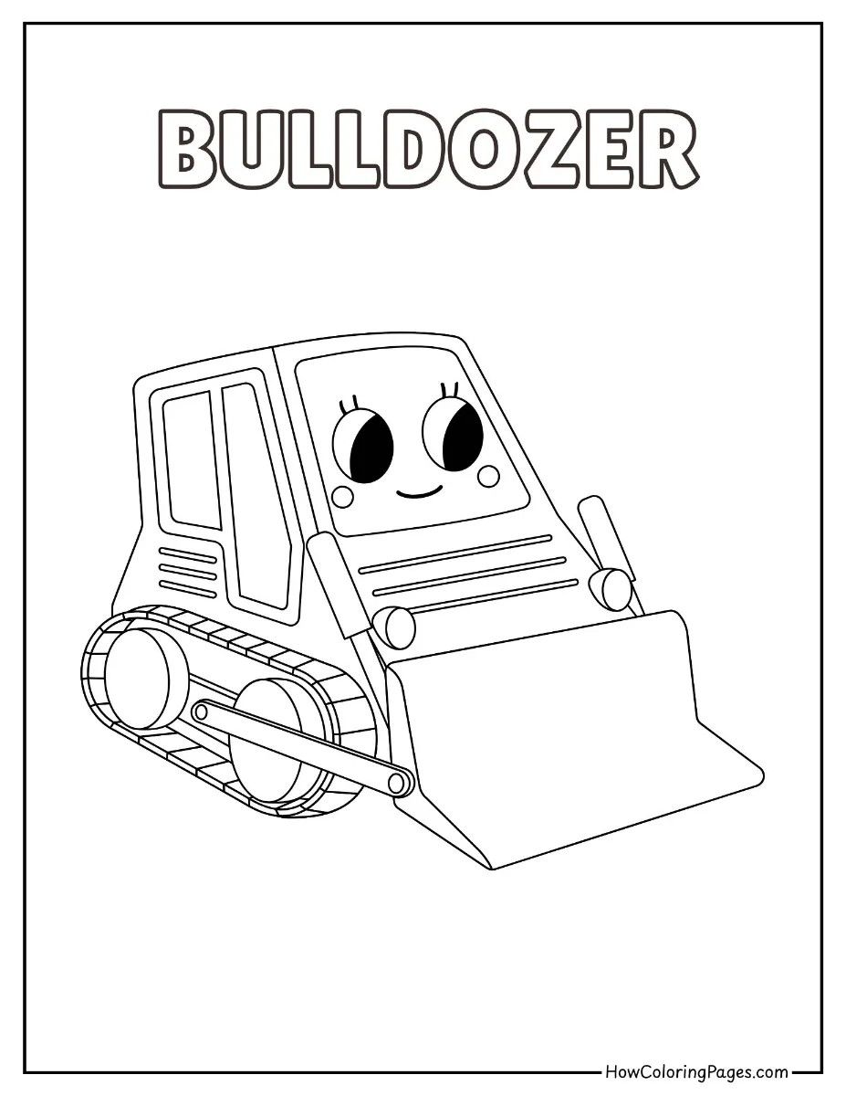 π§ Construction Vehicles Coloring Pages for Kids β Free PDF Printable Fun! 16 Bulldozer construction vehicle coloring page for kids