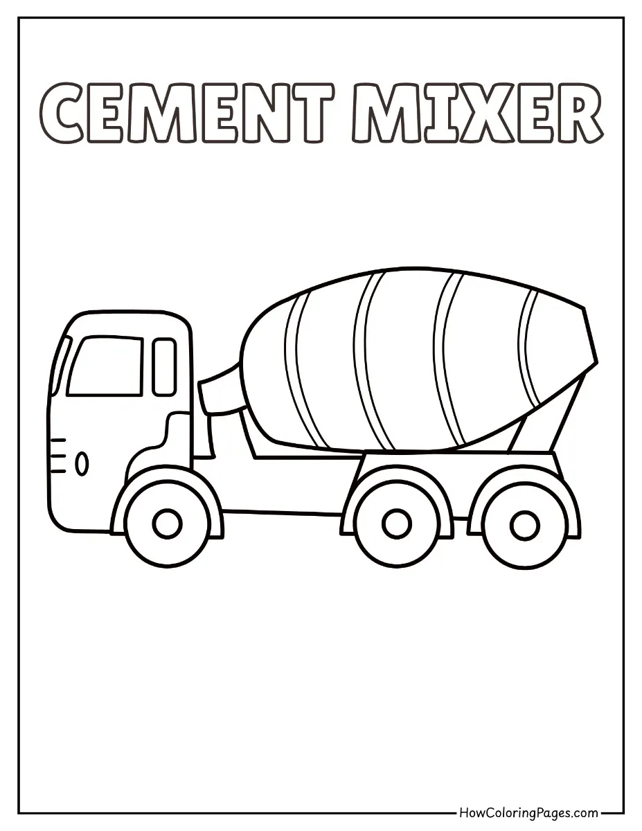 π§ Construction Vehicles Coloring Pages for Kids β Free PDF Printable Fun! 15 Cement mixer truck coloring page for construction theme