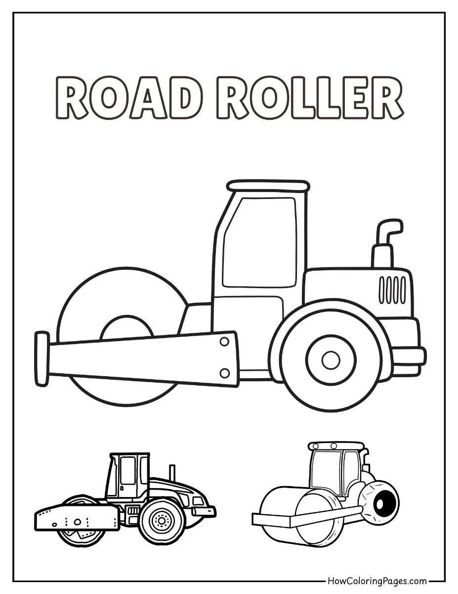 π§ Construction Vehicles Coloring Pages for Kids β Free PDF Printable Fun! 5 Simple road roller coloring page for kids