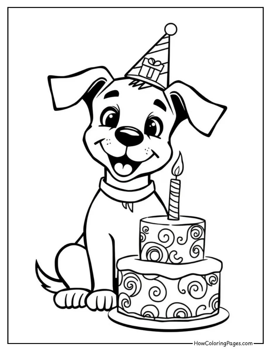 πΆ Dogs Coloring Pages for Kids β Free & Easy PDF Printable Fun! 7 dogs coloring page puppy with birthday hat - πΆ Dogs Coloring Pages for Kids β Free & Easy PDF Printable Fun!