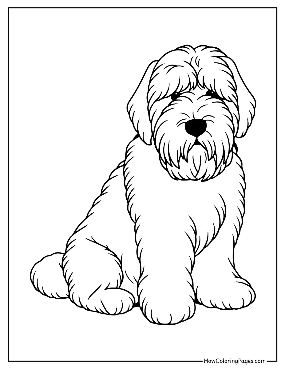 πΆ Dogs Coloring Pages for Kids β Free & Easy PDF Printable Fun! 17 Shaggy terrier dog with fluffy hair β detailed dog coloring page.