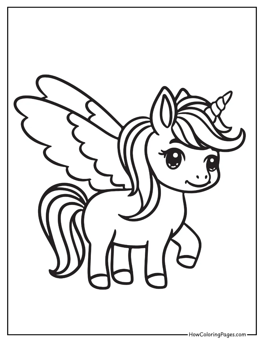 π΄ Horse Coloring Pages for Kids β Free Printable PDF Fun! 18 Super cute unicorn with big eyes and sparkles.