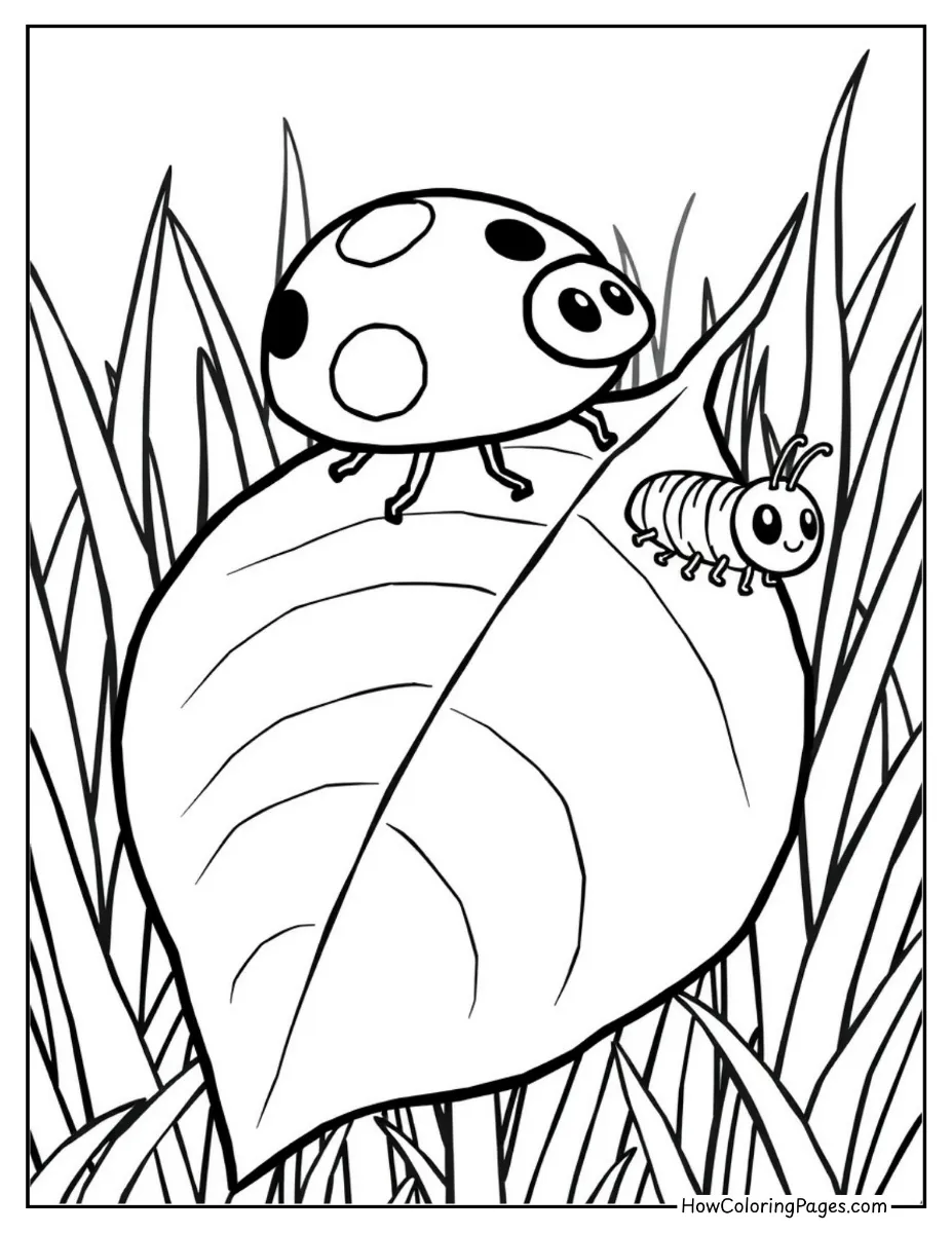 π Insects Coloring Pages β Free Printable PDF for Kids 11 Ladybug sitting on a leaf coloring page - insects coloring pages