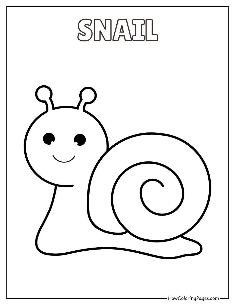 π Insects Coloring Pages β Free Printable PDF for Kids 2 Simple snail with spiral shell coloring page