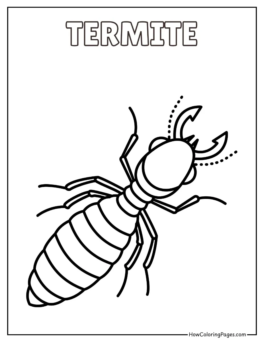 π Insects Coloring Pages β Free Printable PDF for Kids 6 Cute cartoon termite coloring page