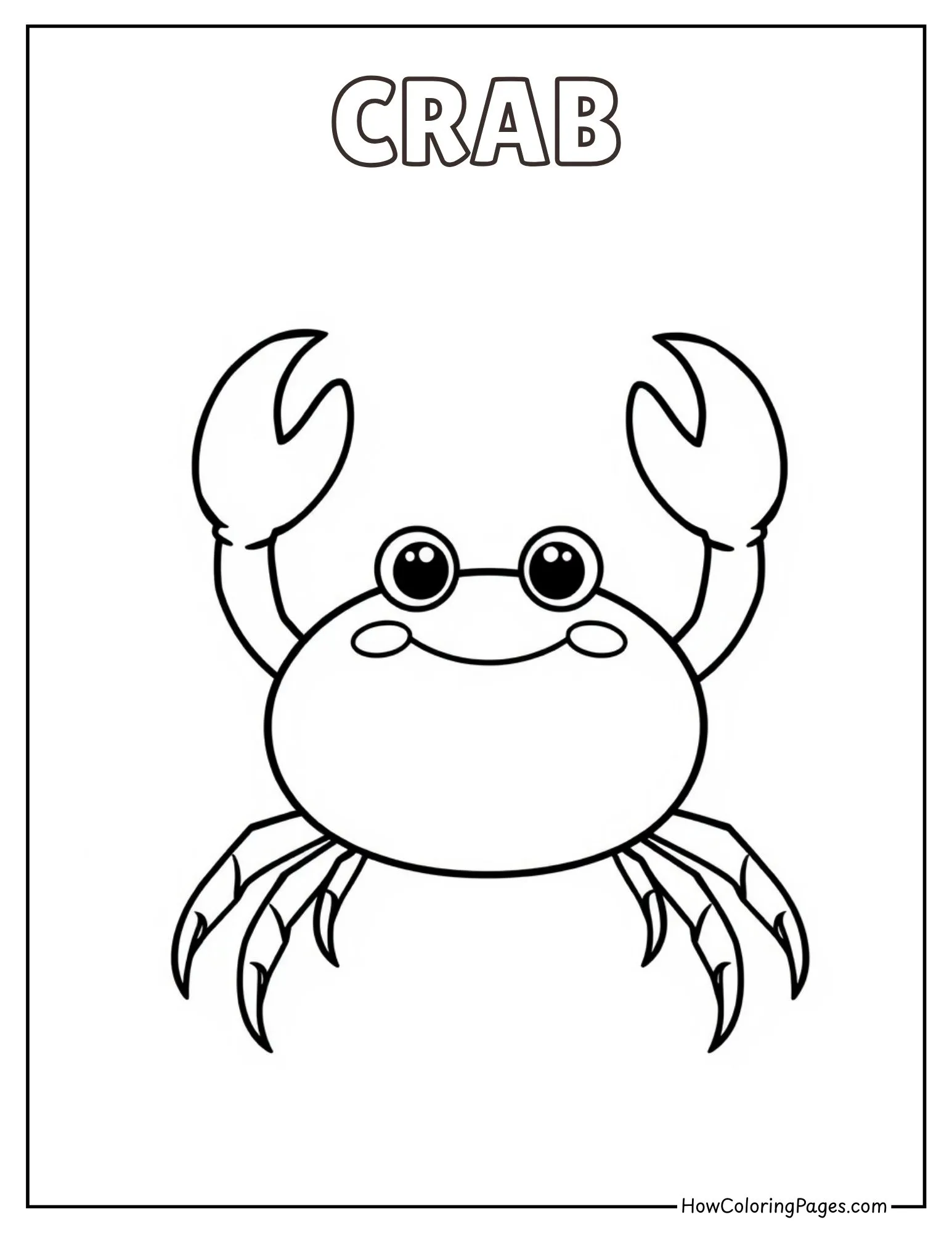 π Sea Animals Coloring Pages β Free Printable PDFs for Kids 15 Smiling crab coloring page with big claws