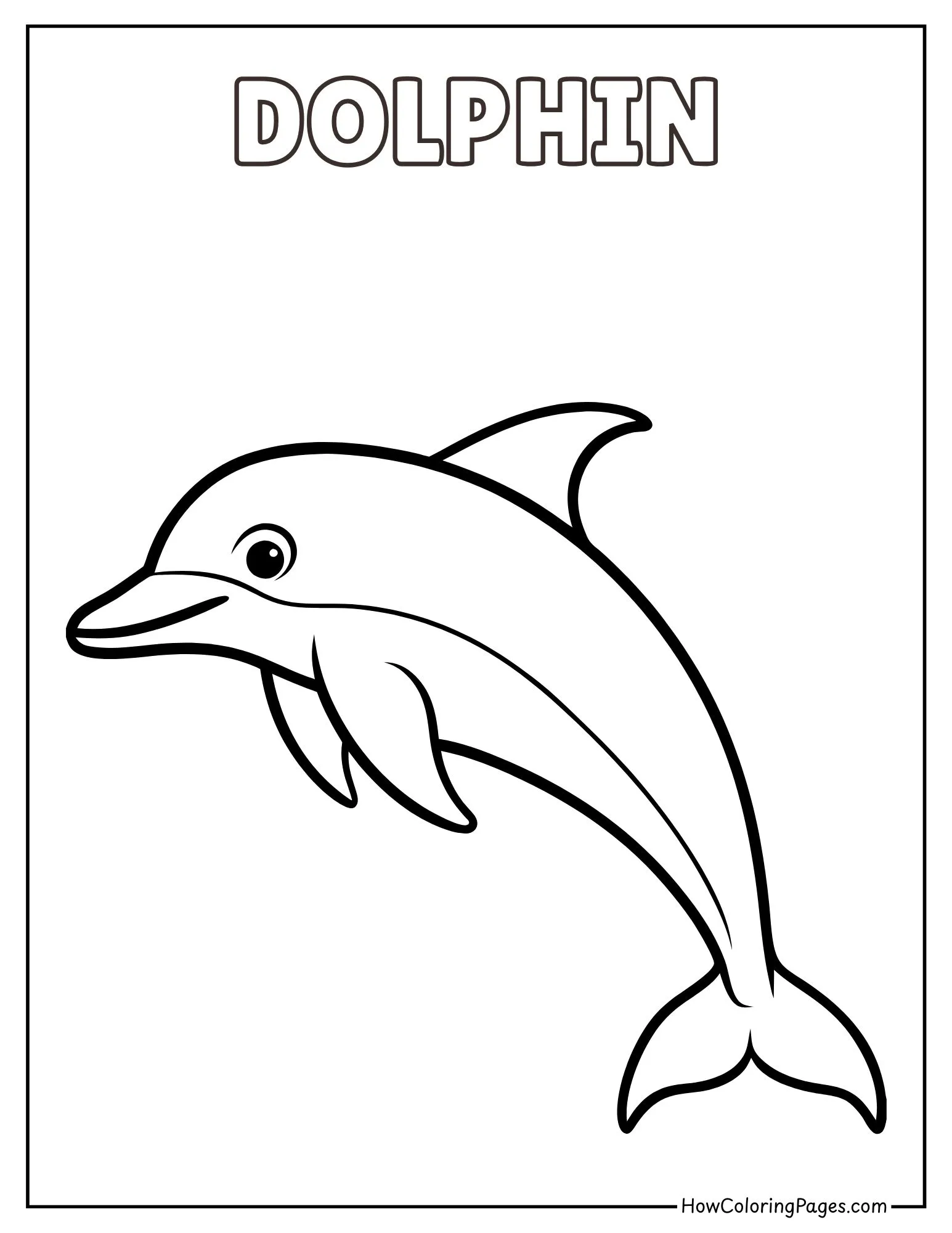 π Sea Animals Coloring Pages β Free Printable PDFs for Kids 2 Simple dolphin coloring page jumping out of the ocean