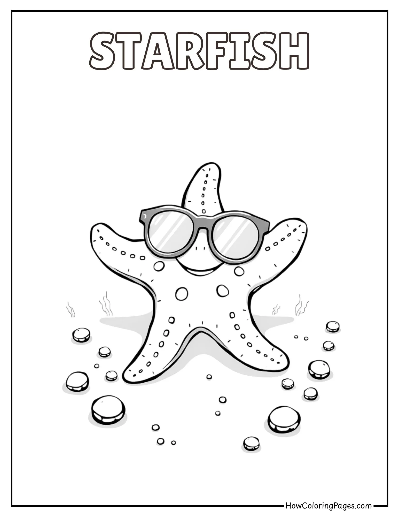 π Sea Animals Coloring Pages β Free Printable PDFs for Kids 4 Cute starfish coloring page with a funny expression