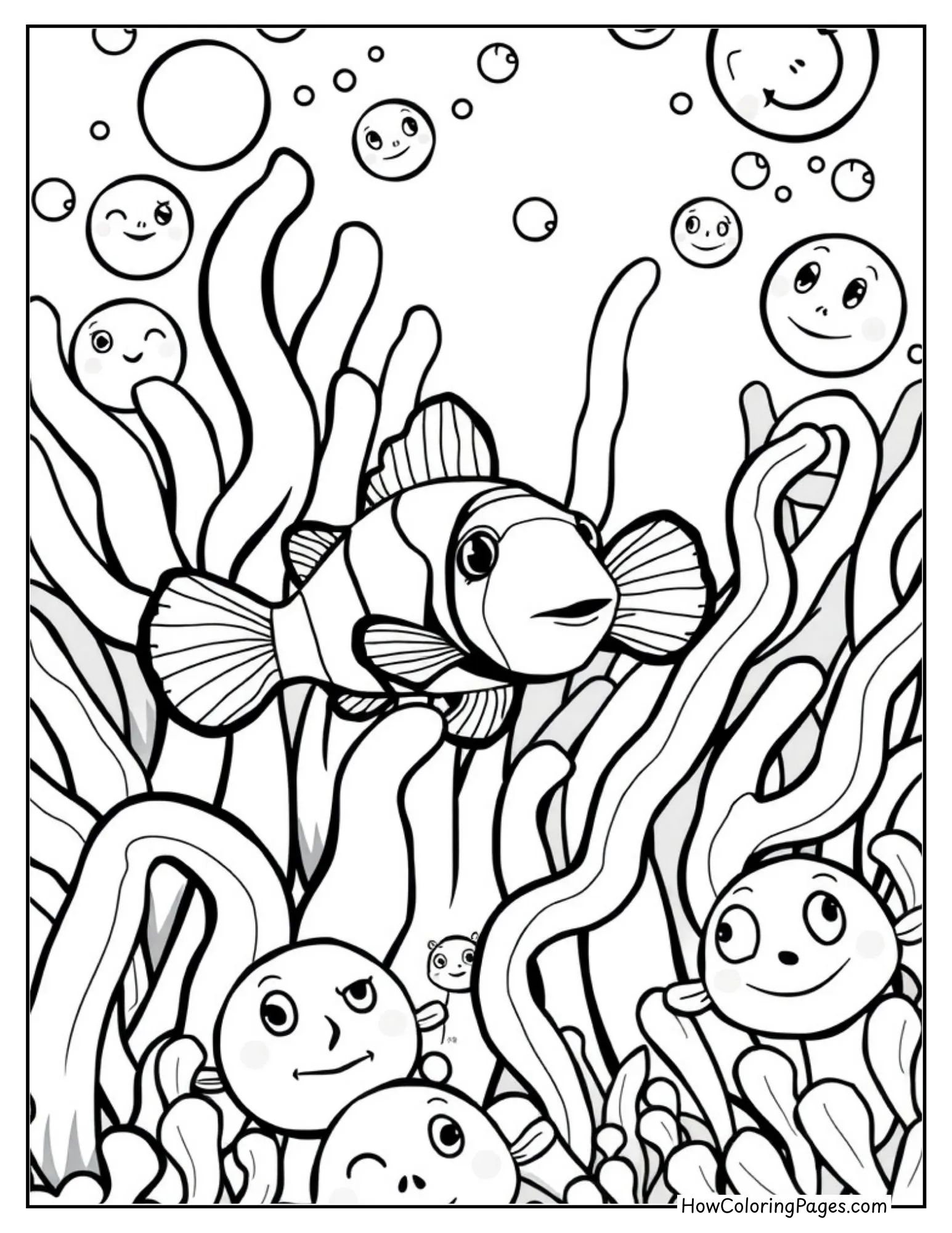 π Sea Animals Coloring Pages β Free Printable PDFs for Kids 6 Ocean fish coloring page featuring simple outlines for children