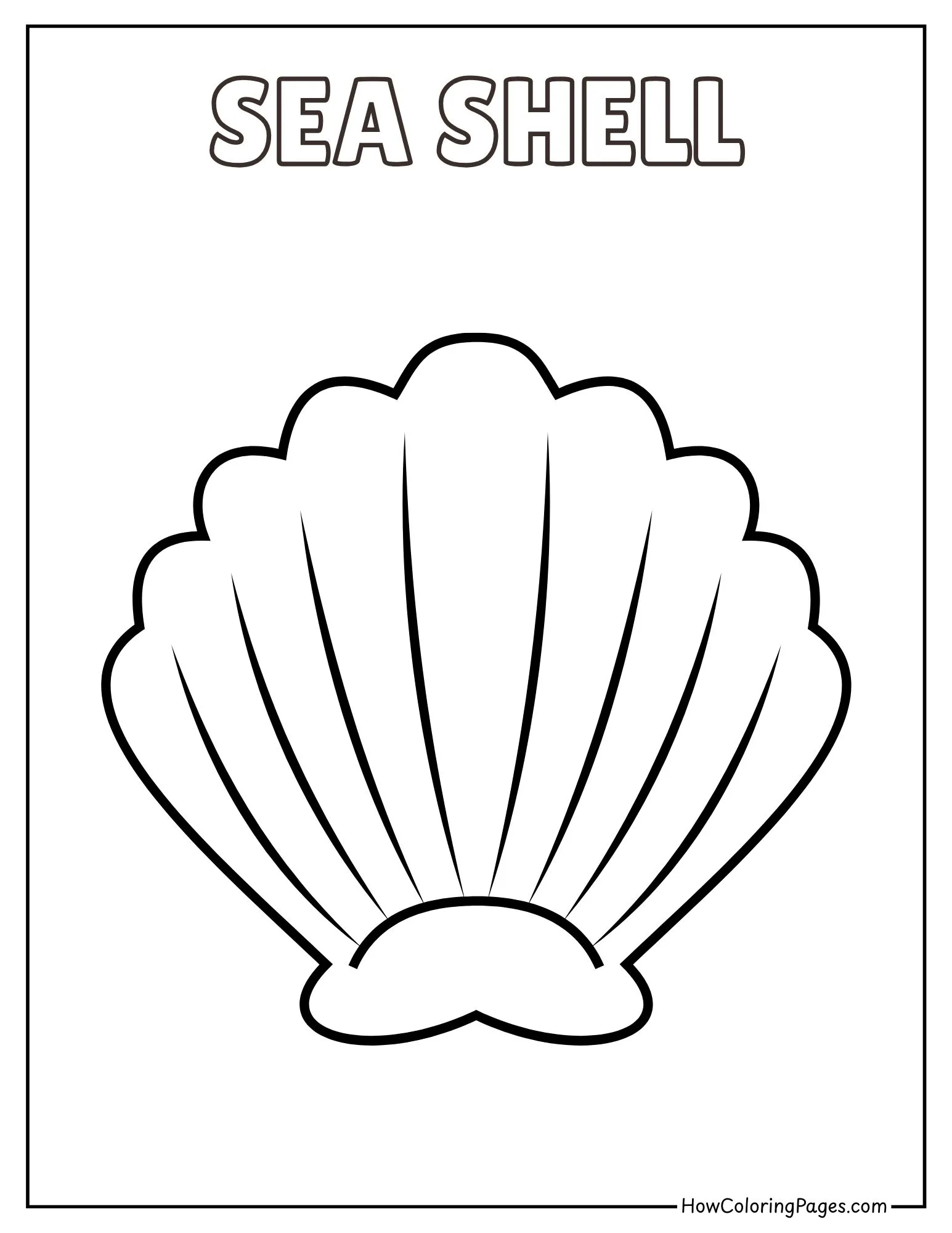 π Sea Animals Coloring Pages β Free Printable PDFs for Kids 3 Printable sea shell coloring page for beach-themed activities