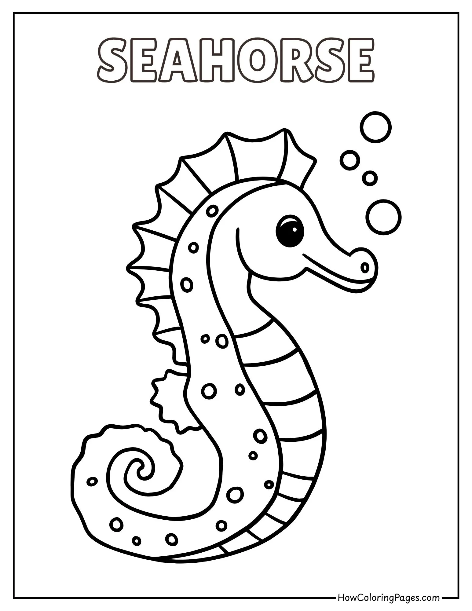 π Sea Animals Coloring Pages β Free Printable PDFs for Kids 8 Simple seahorse coloring sheet perfect for ocean-themed crafts