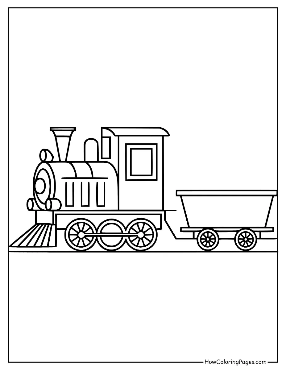 π Train Coloring Pages for Kids β Free PDF Printable Fun 12 Basic train design β easy train coloring page for younger kids.