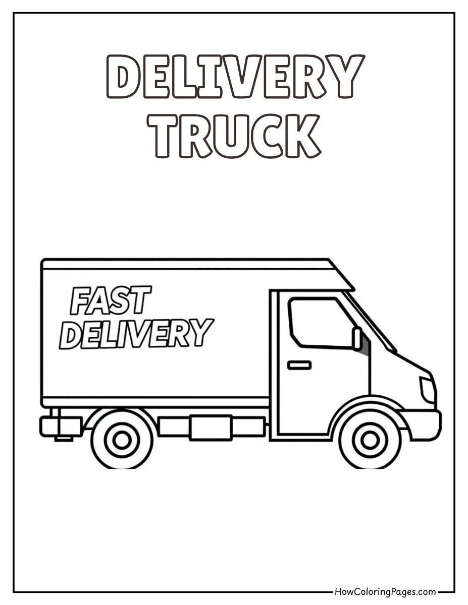 π Trucks Coloring Pages for Kids β Free PDF Printables 8 Delivery truck bringing packages β printable coloring fun for kids