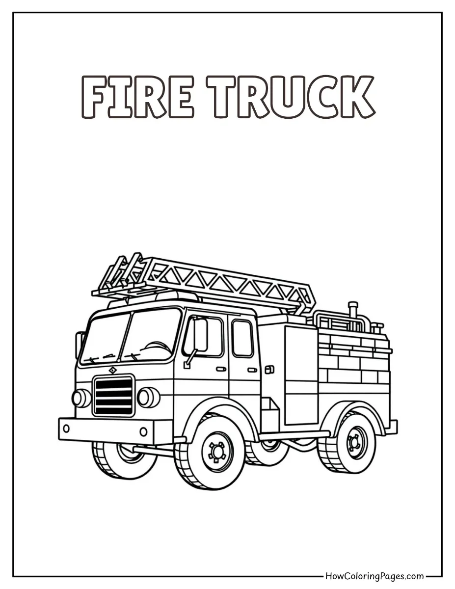 π Trucks Coloring Pages for Kids β Free PDF Printables 10 Cute cartoon fire truck β preschool-friendly coloring sheet