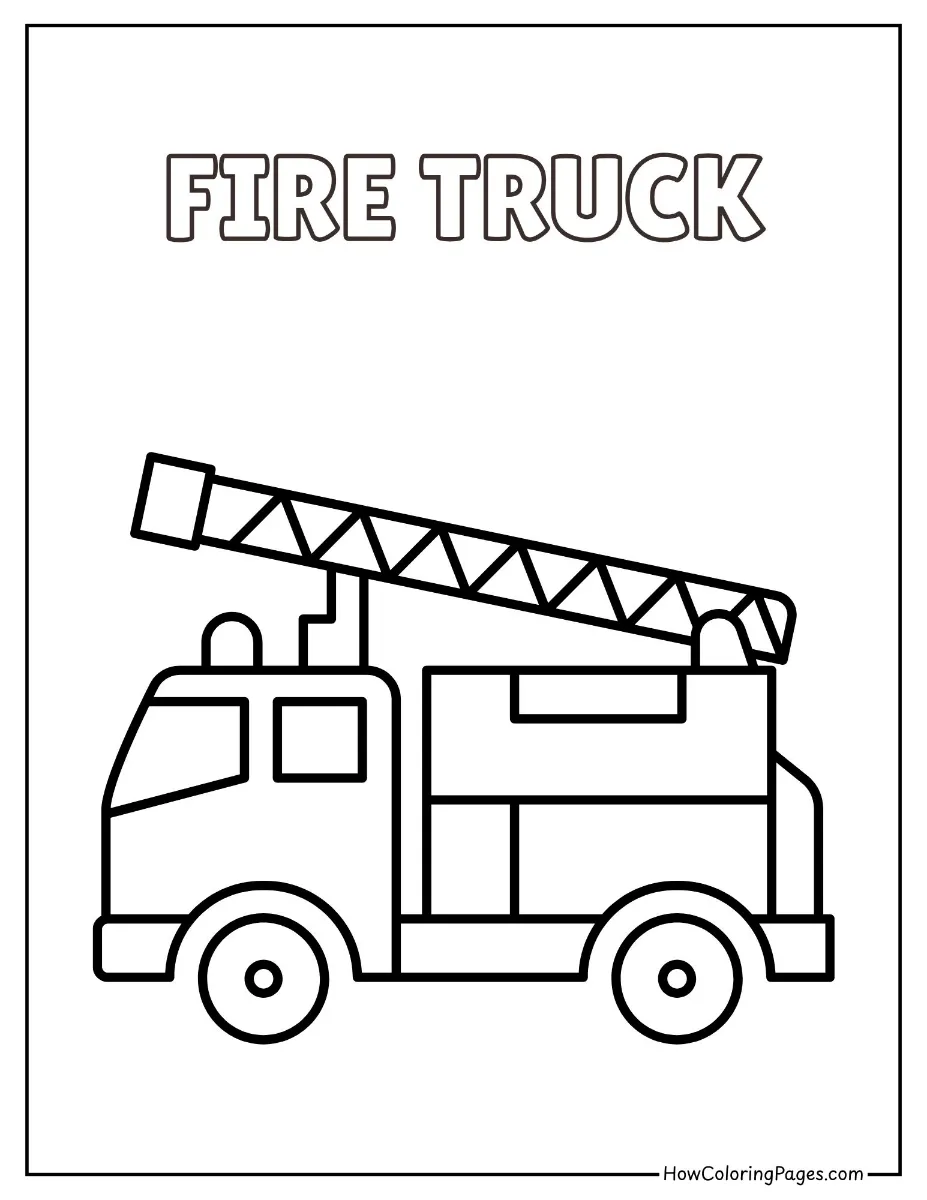 π Trucks Coloring Pages for Kids β Free PDF Printables 9 Classic fire truck with ladder β easy coloring page for young kids