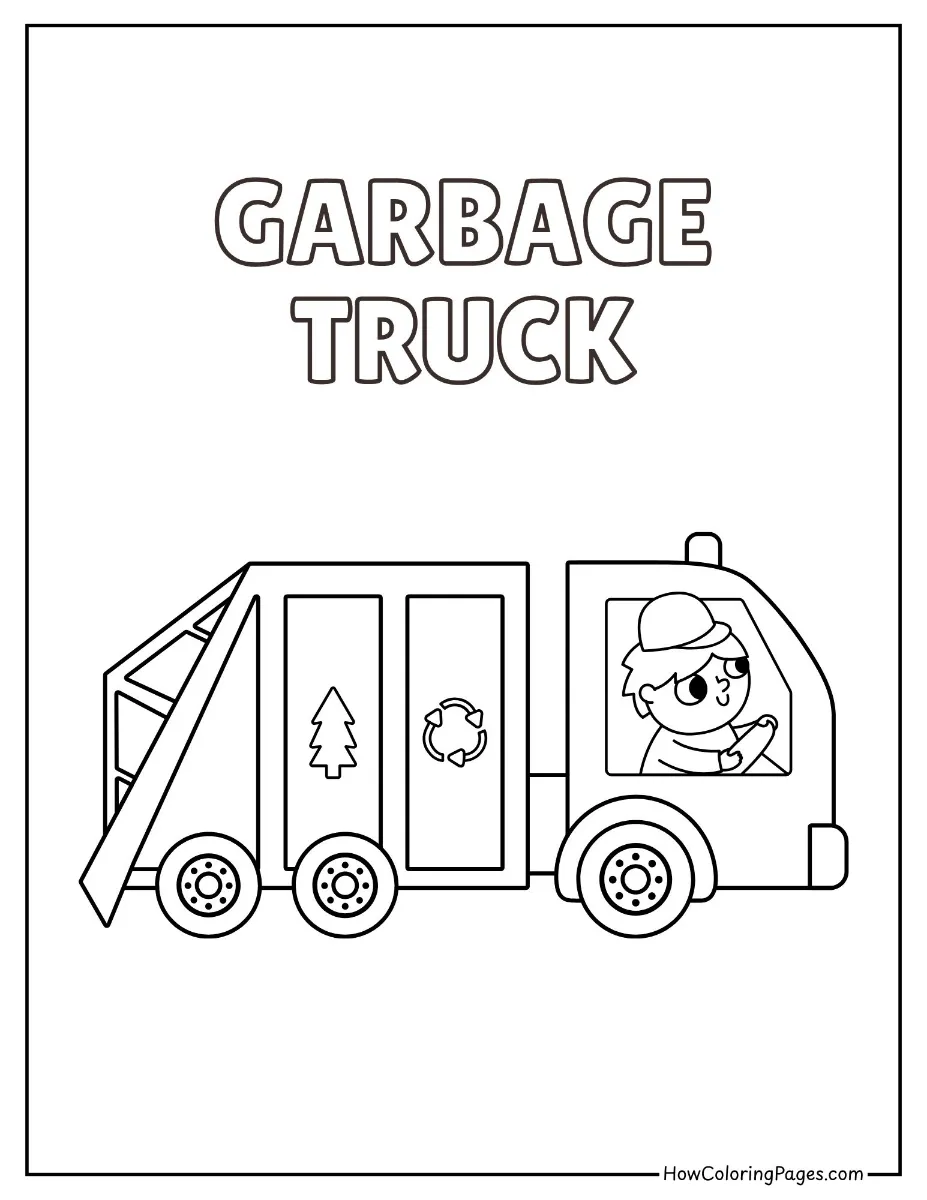 π Trucks Coloring Pages for Kids β Free PDF Printables 11 Garbage truck collecting trash β city service vehicle coloring page