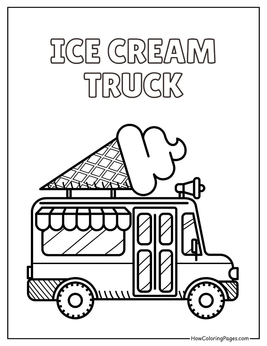 π Trucks Coloring Pages for Kids β Free PDF Printables 12 Fun ice cream truck with treats β summer coloring page for kids
