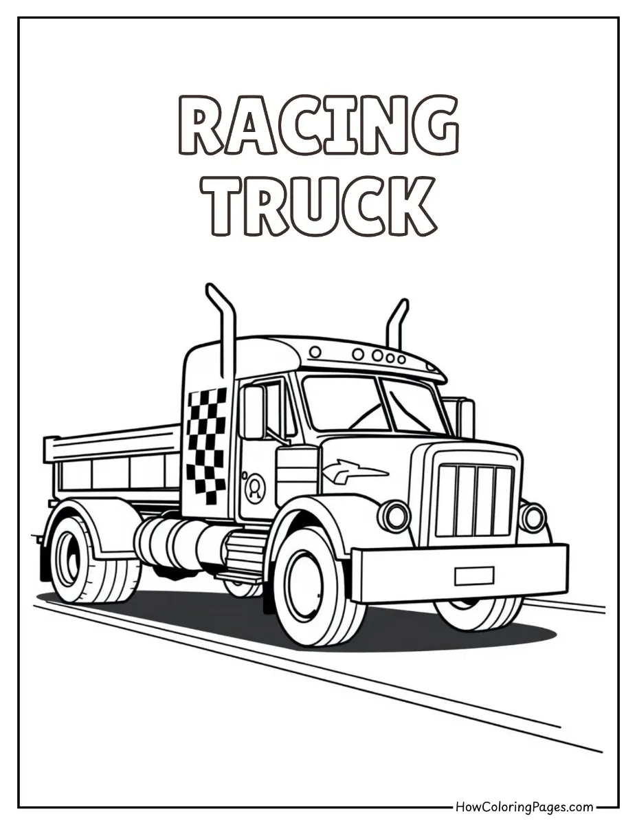 π Trucks Coloring Pages for Kids β Free PDF Printables 4 Fast racing truck β fun and dynamic coloring sheet for kids